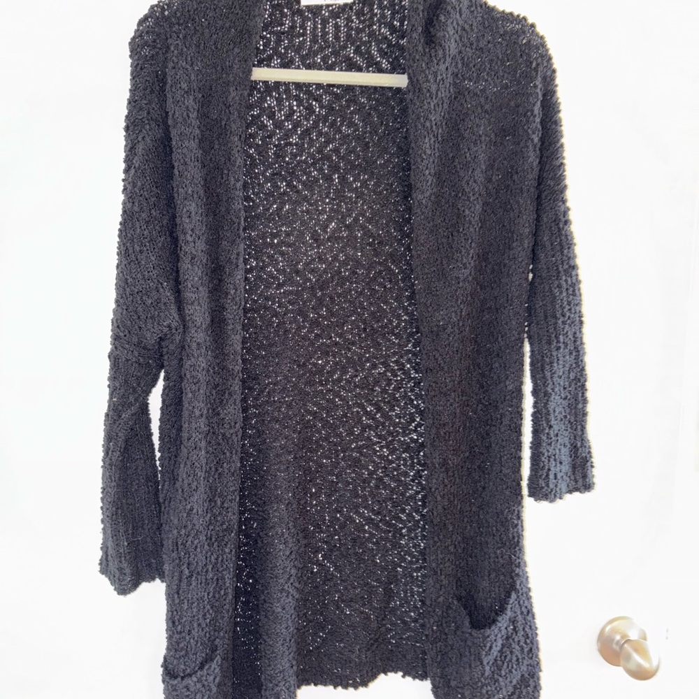 Cozy Black Open-Front Sweater